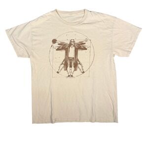 Vintage‎ Big Lebowski The Dude Vitruvian Man T Shirt Graphic Tee